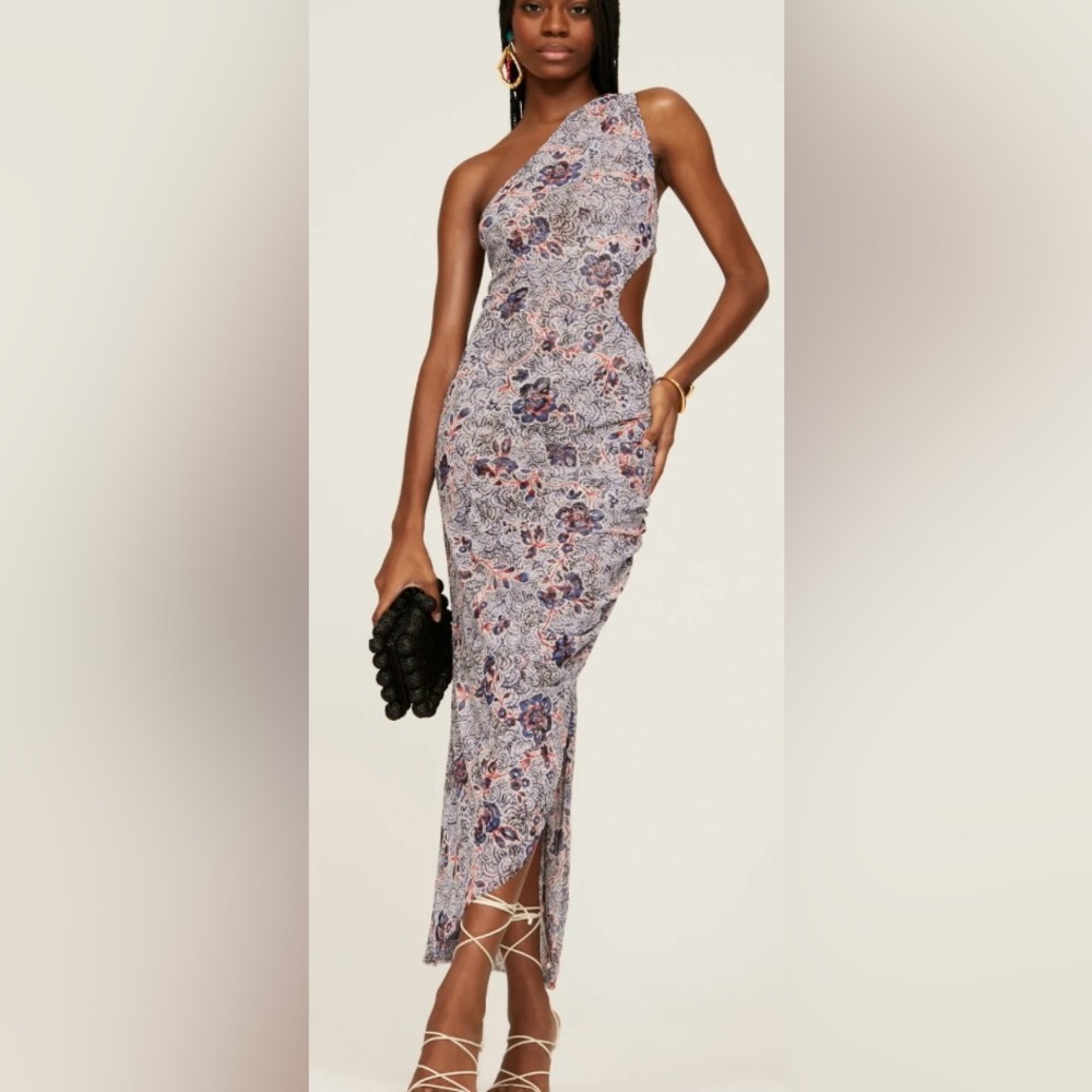 NWT MISA LOS ANGELES SHEER ONE SHOULDER DRESS WITH SIDE CUTOUT